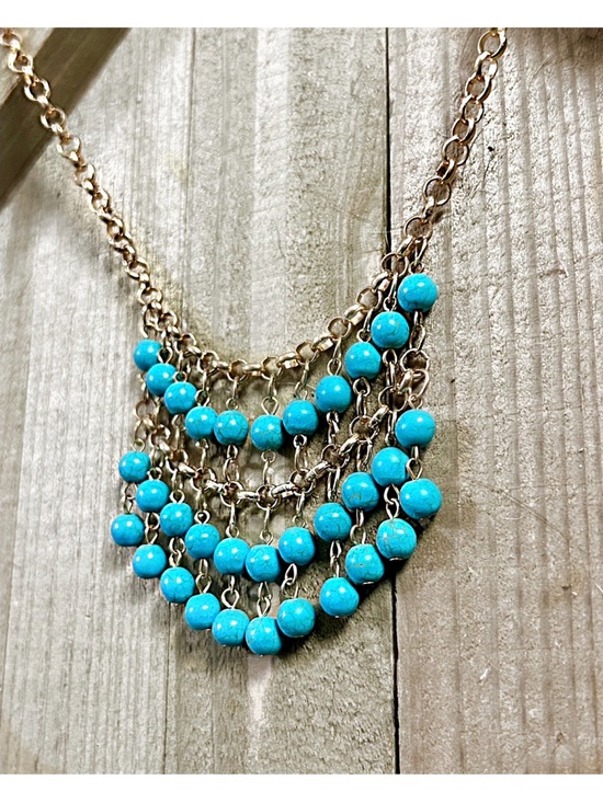 Jewelry - Beautiful Tiered Chandelier Faux Turquoise Necklace